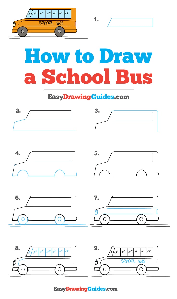736x1239 how to draw a school bus - School Bus Drawing