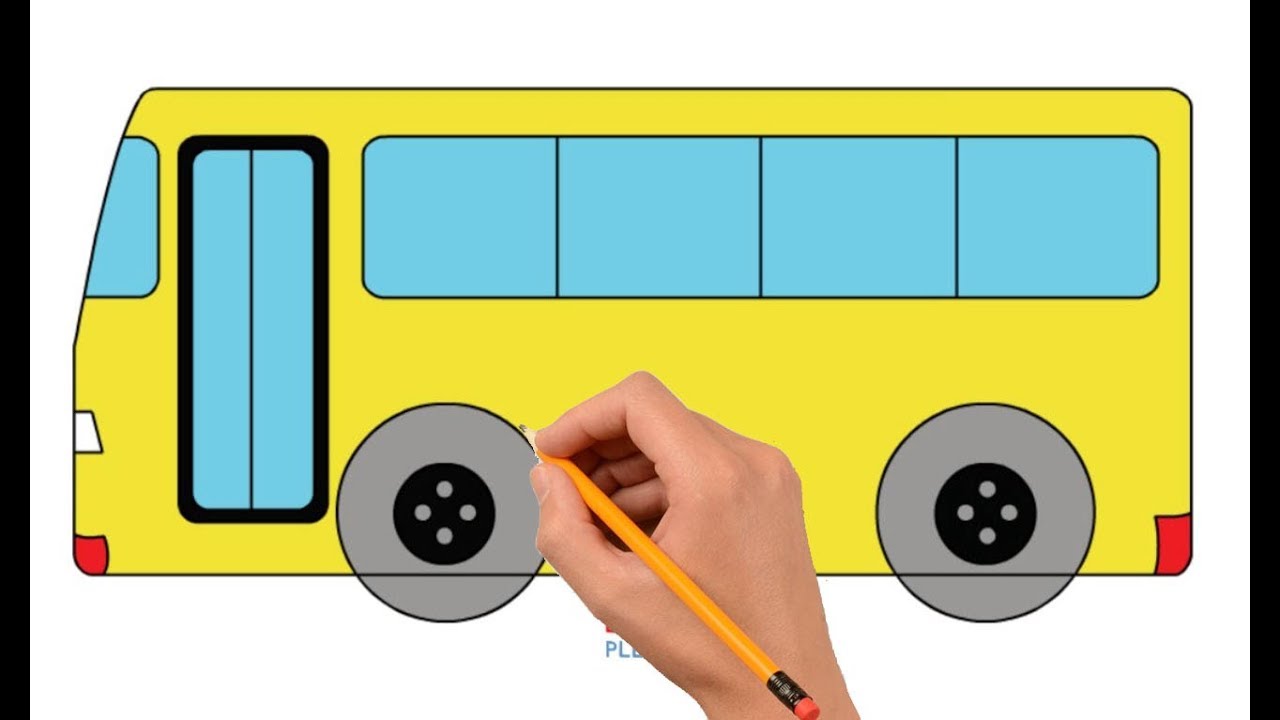 1280x720 How To Draw A Bus Step - School Bus Drawing For Kids