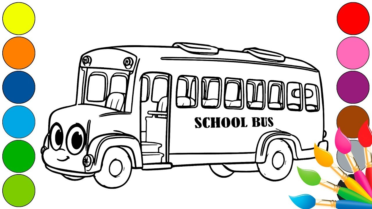 1280x720 School Bus Coloring - School Bus Drawing For Kids