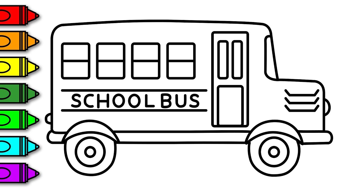 1280x720 How To Draw And Colour A School Bus Coloring - School Bus Drawing For Kids
