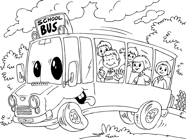 750x563 Coloring - School Bus Drawing Pictures