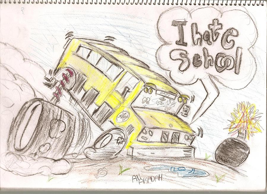900x653 Crazy School Bus Drawing - School Bus Drawing Pictures