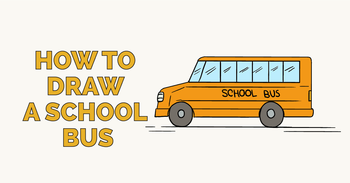 1200x628 How To Draw A School Bus - School Bus Drawing Pictures