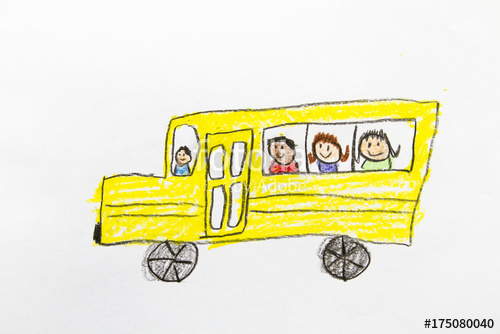 500x334 Kid Drawing School Bus Stock Photo And Royalty Free Images - School Bus Drawing Pictures