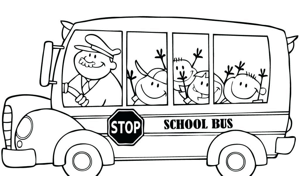 1024x600 School Bus Coloring - School Bus Drawing Pictures