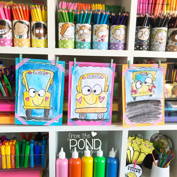 600x600 School Bus Directed Drawing From The Pond - School Bus Drawing Pictures