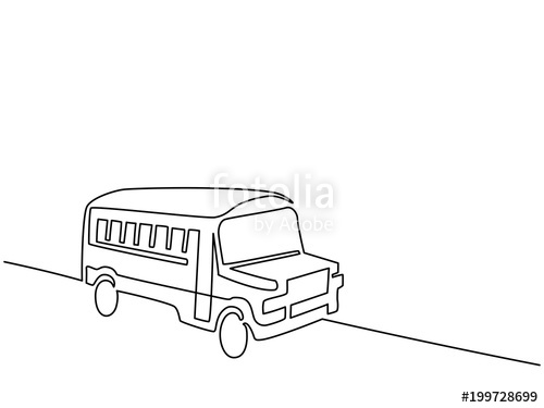 500x375 Continuous Line Drawing Concept School Bus Vector Illustration - School Bus Line Drawing