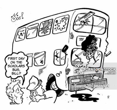 400x378 school route cartoons and comics - School Bus Line Drawing
