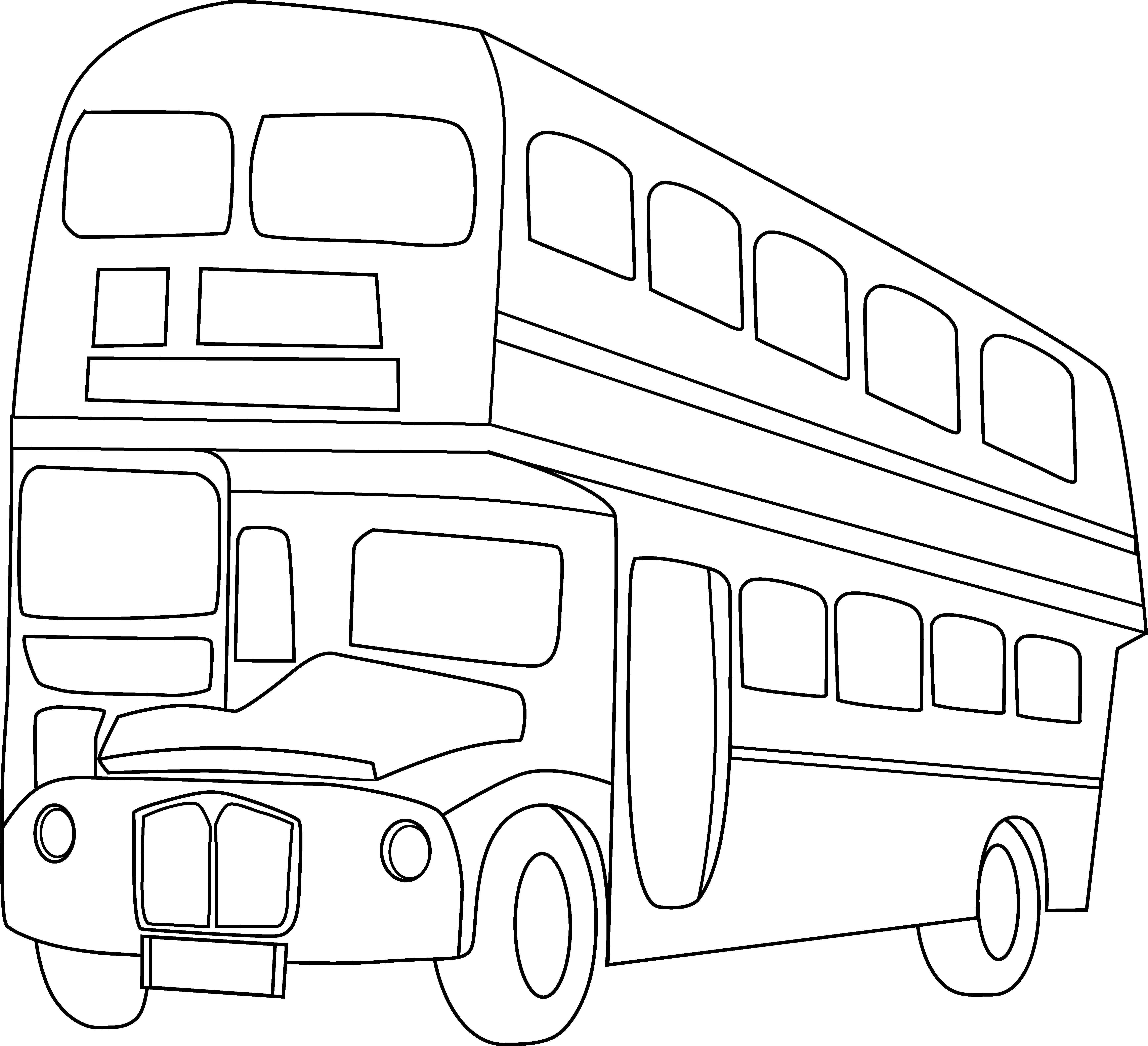 5713x5205 school bus black and white double decker bus clipart black - School Bus Line Drawing