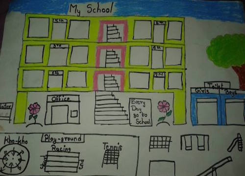 500x359 what does a safe school look like children show us in these - School Children Drawing