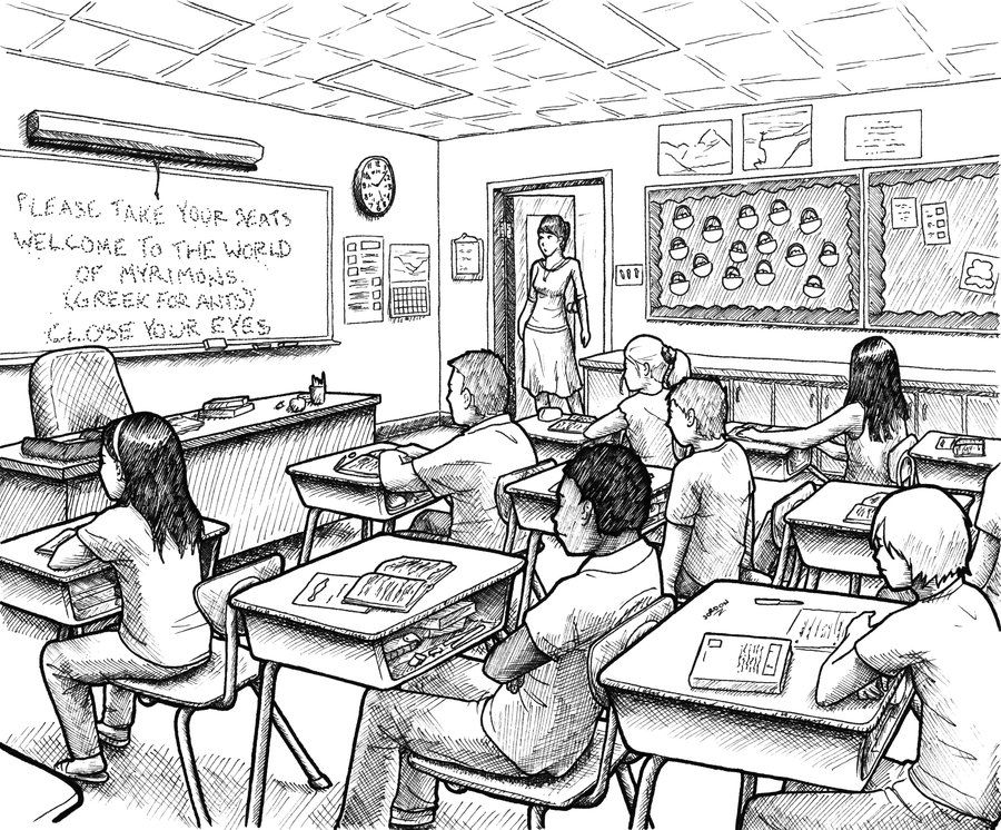 School Classroom Drawing at PaintingValley.com | Explore collection of
