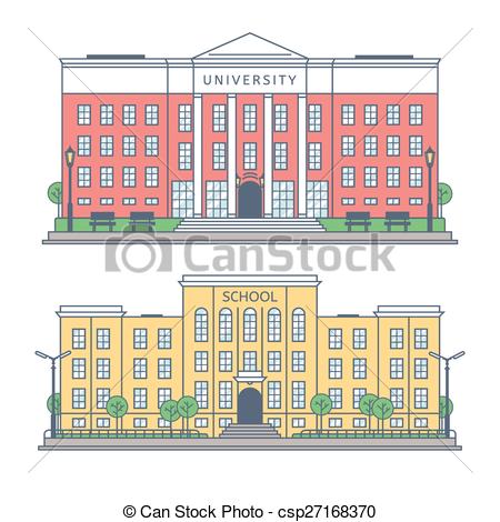 450x470 the building of the university and the school front drawings - School Drawing Images