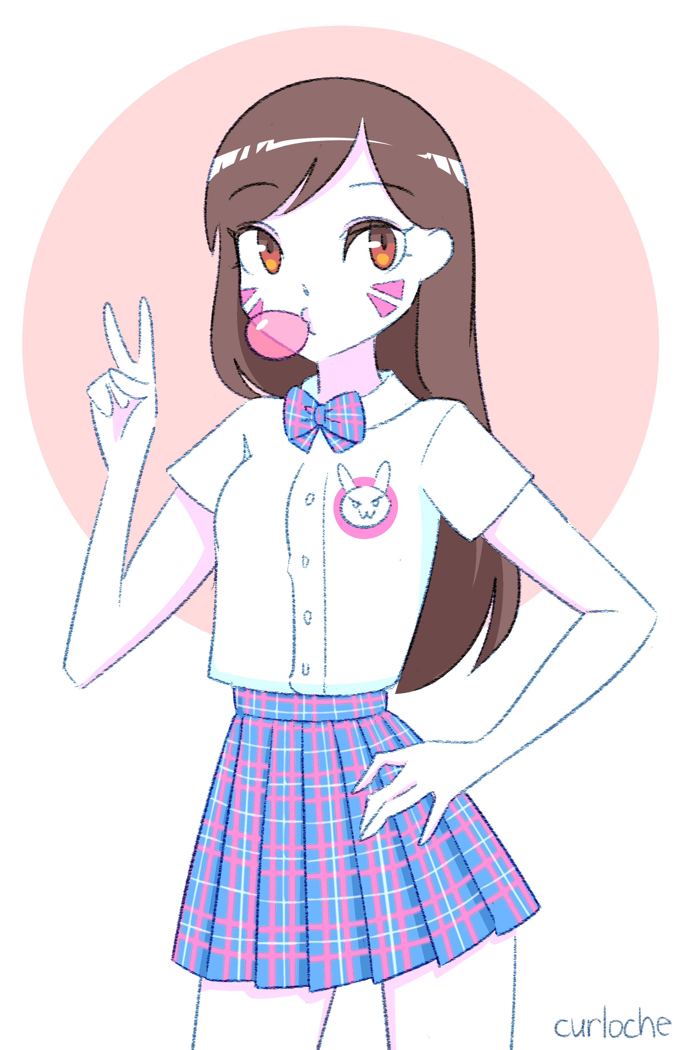 2392x3680 hey do you like my friend emma's drawing of d va - School Girl Drawing