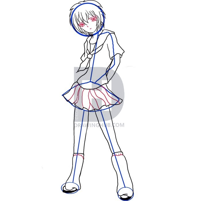 700x700 How To Draw A Anime School Girl, Step - School Girl Drawing
