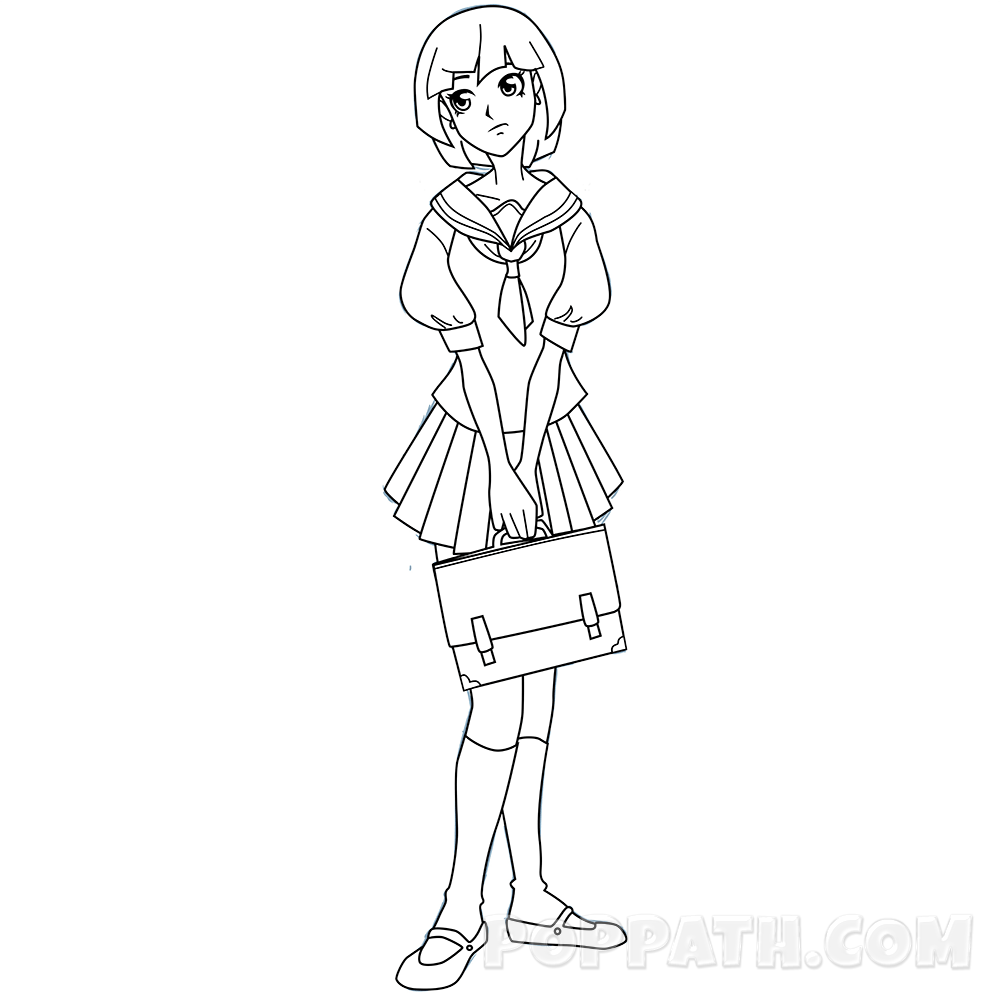 1000x1000 How To Draw A School Girl Pop Path - School Girl Drawing