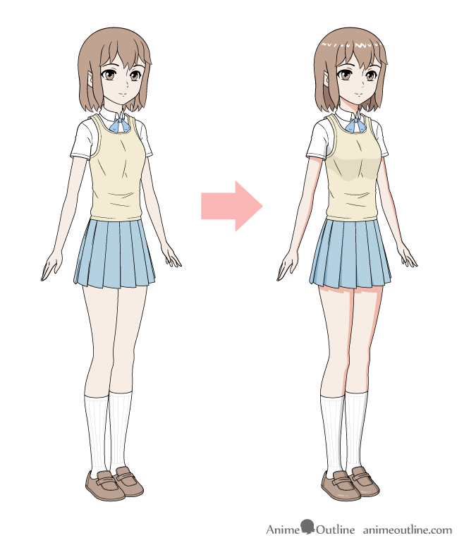 675x780 How To Draw An Anime School Girl In Steps - School Girl Drawing