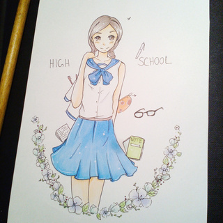320x320 Little School Girl Drawing^^ - School Girl Drawing