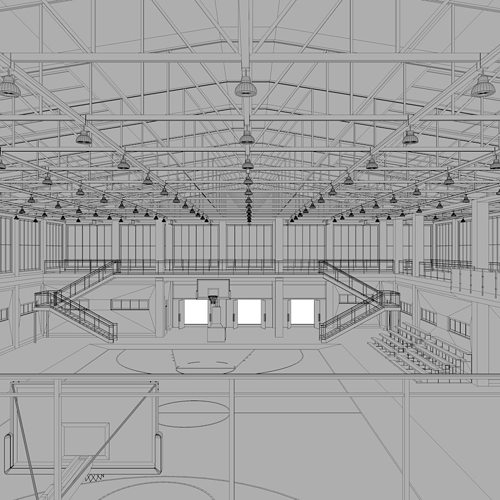500x500 school gym model cgtrader - School Gym Drawing