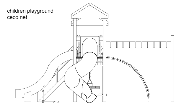 640x360 Autocad Drawing Playground For Children In Garden Dwg - School Gym Drawing