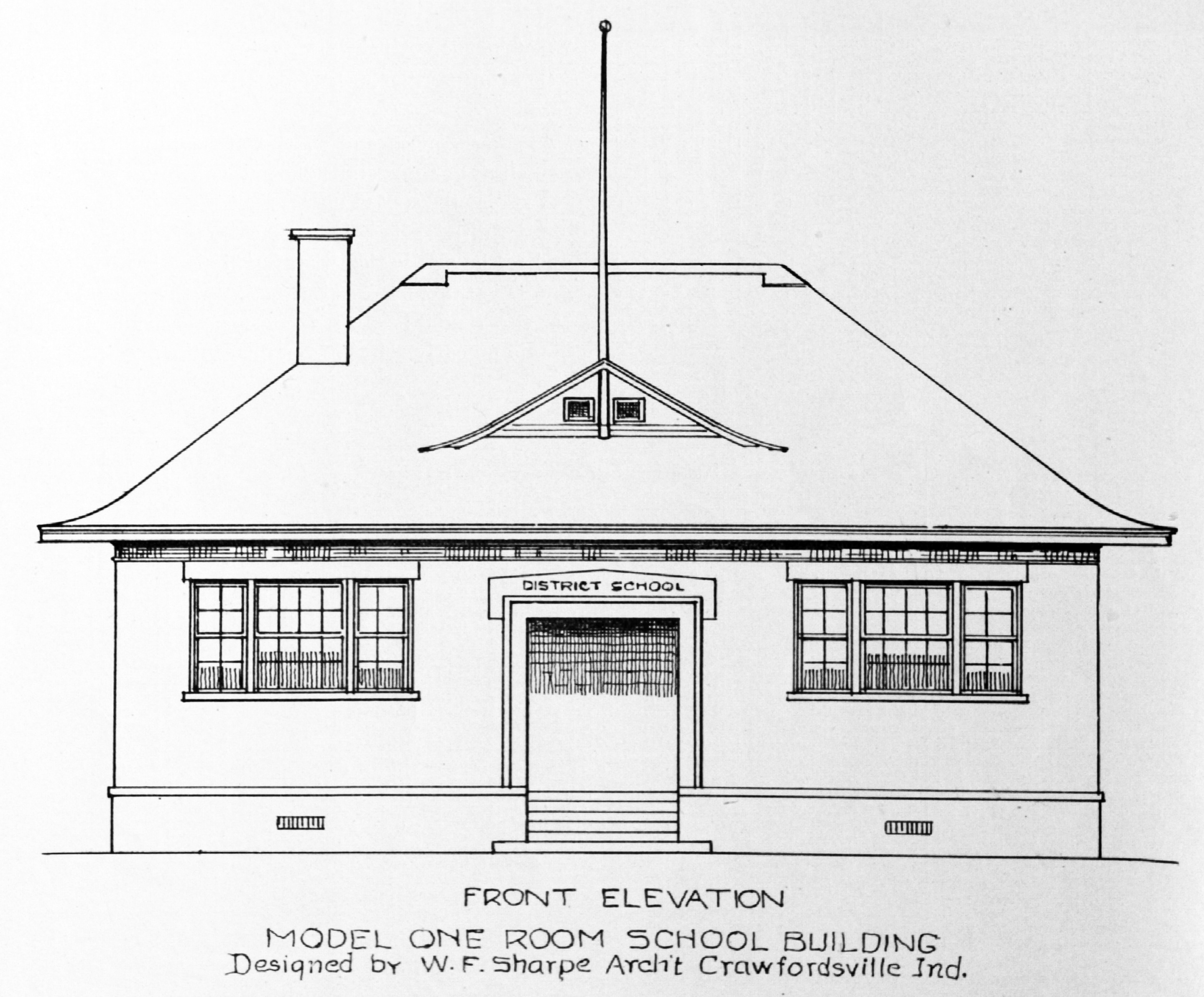 2880x2383 Drawing Of Front Of Schoolhouse - School House Drawing