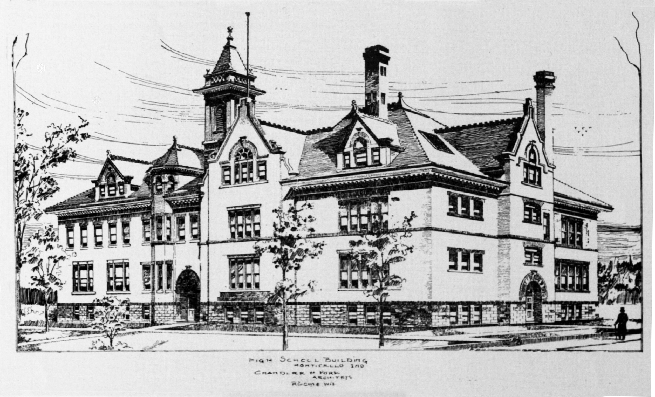 2524x1530 Drawing Of Schoolhouse In Monticello - School House Drawing