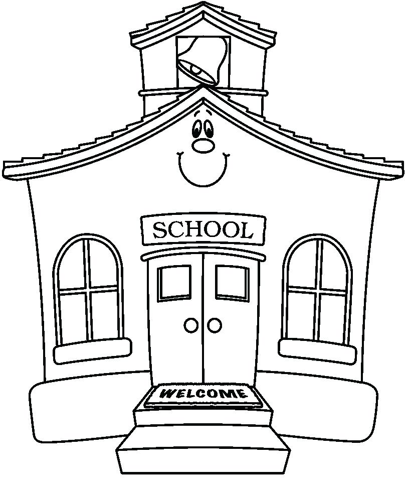 808x958 Schoolhouse Black And White Clipart Great Free Clipart - School House Drawing