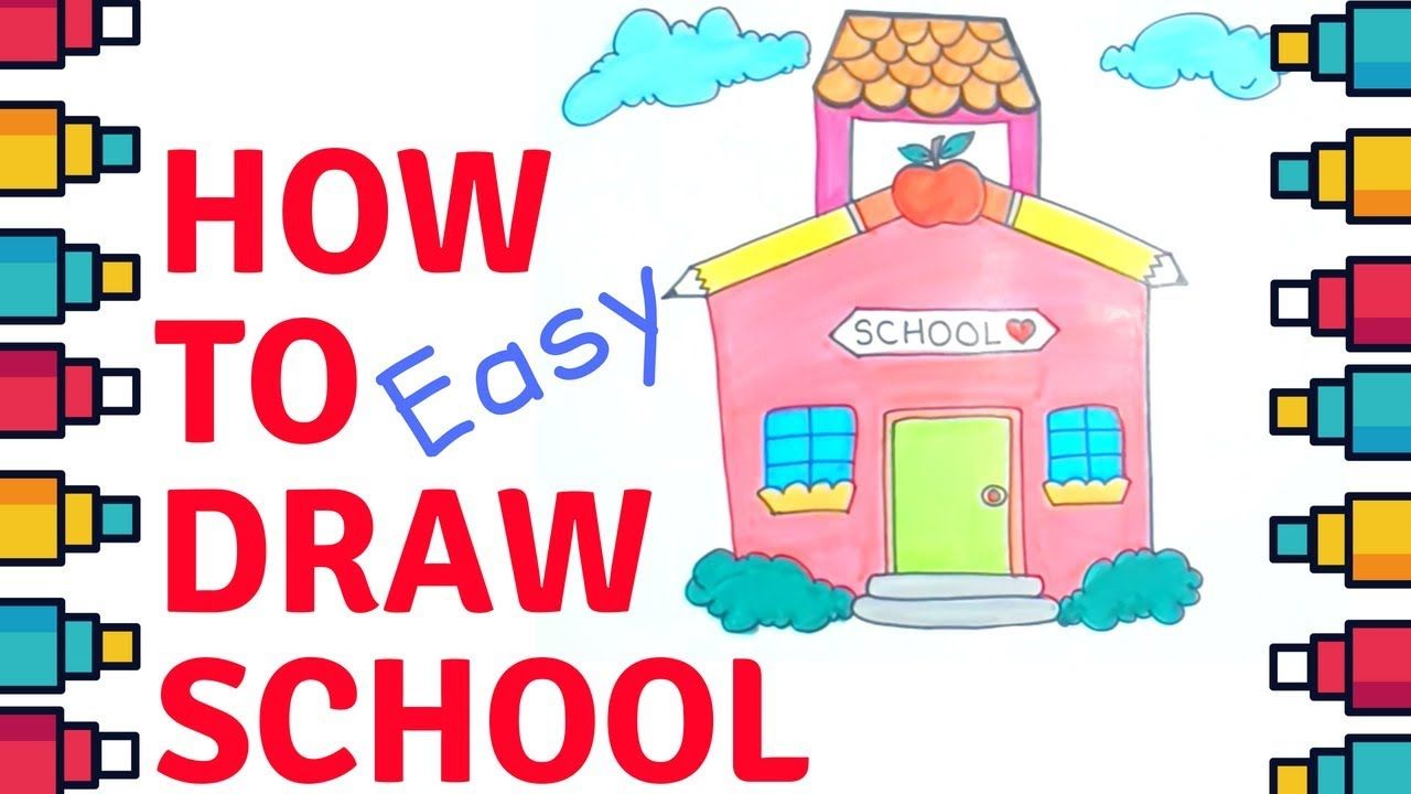 1280x720 How To Draw School For Kids Easy - School Kids Drawing