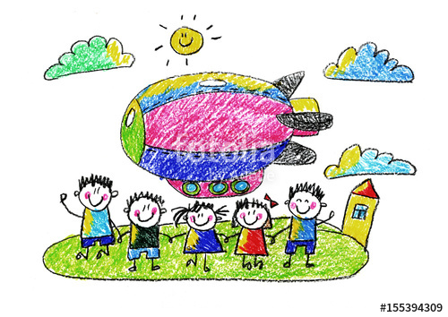 500x354 kids drawing kindergarten school happy children with airship - School Kids Drawing
