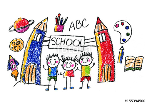 500x354 kids drawing school, space, children, students kids with education - School Kids Drawing