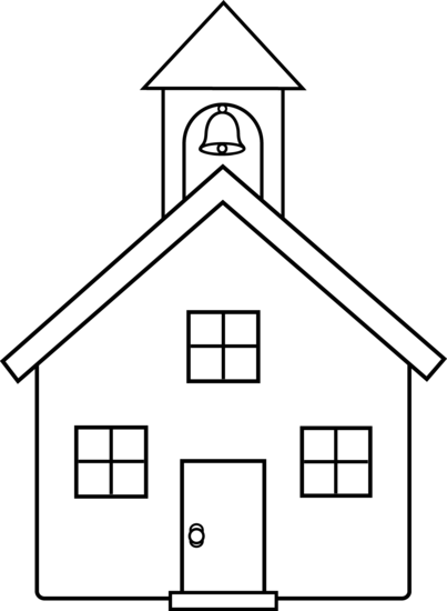 403x550 School House Line Art - School Line Drawing