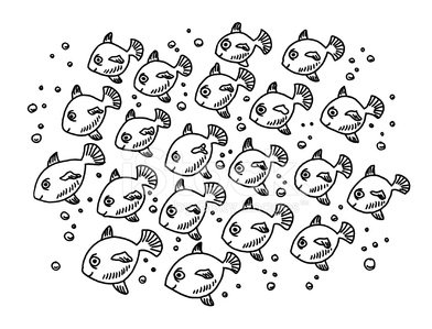 392x299 Fish School Drawing Stock Vectors - School Of Fish Drawing