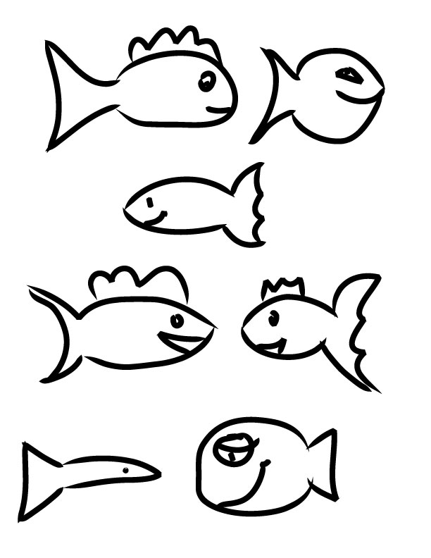 612x792 School Of Fish Drawing - School Of Fish Drawing