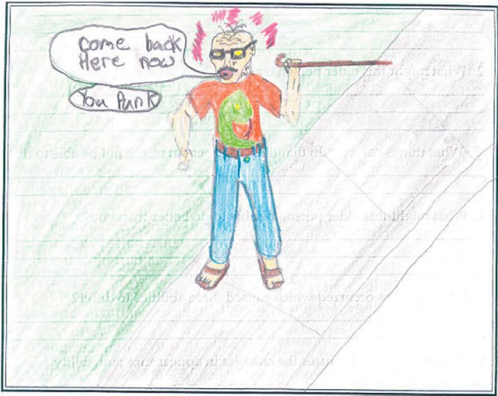 716x569 negative drawing of an older man the middle school student who - School Student Drawing
