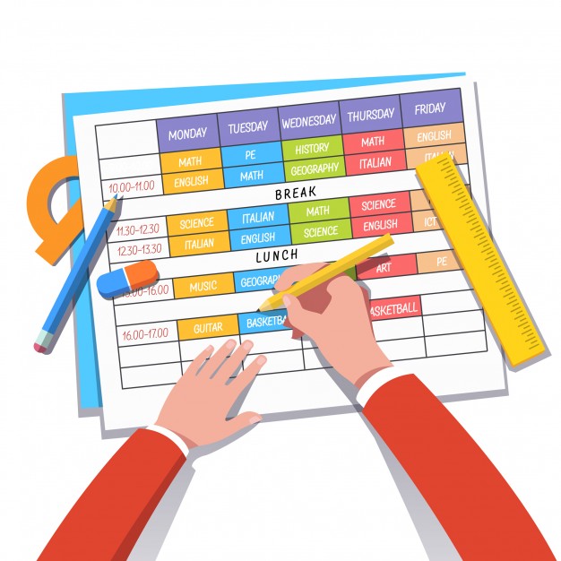 626x626 school teacher or student drawing a class schedule vector free - School Student Drawing