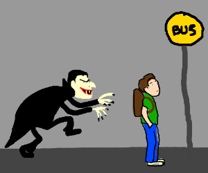 300x250 vampire sneaking up on high school student drawing - School Student Drawing