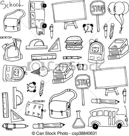 449x470 element school supplies doodles vector arrt illustration - School Supplies Drawing