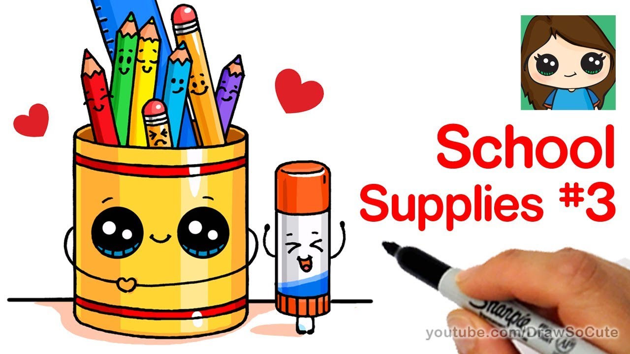 1280x720 how to draw cute back to school supplies easy - School Supplies Drawing
