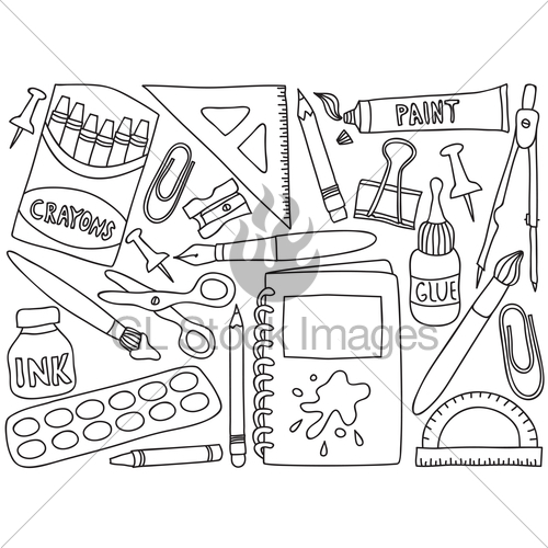 500x500 school supplies drawings gl stock images - School Supplies Drawing