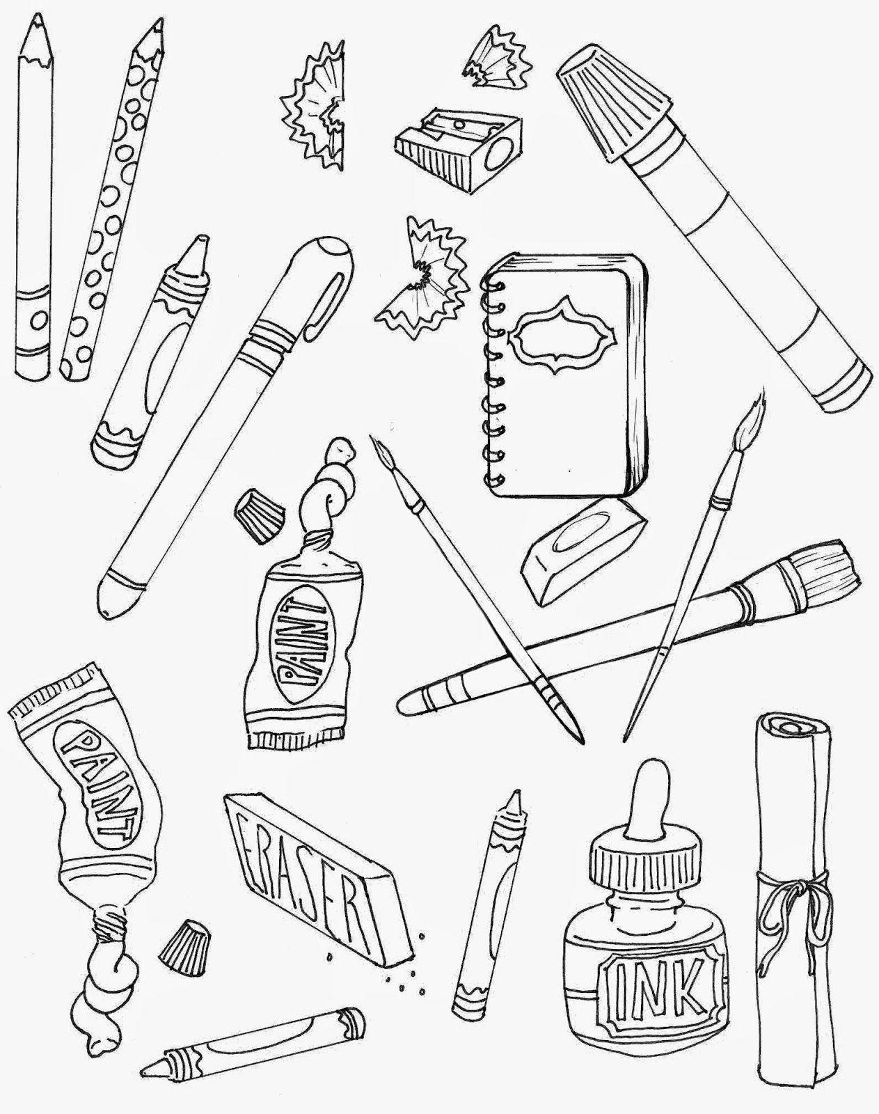 School Supplies Drawing at Explore collection of