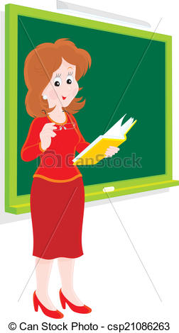 252x470 school teacher vector clip art of a schoolmistress standing - School Teacher Drawing