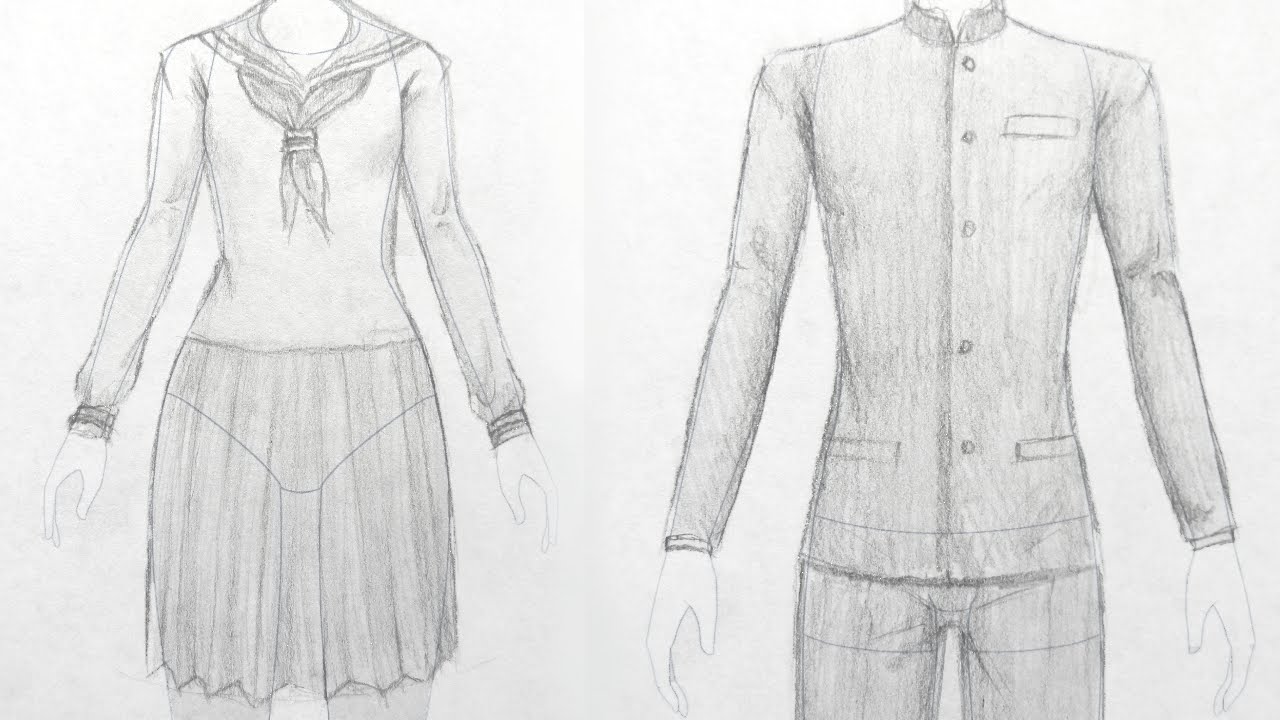 1280x720 how to draw manga school uniforms - School Uniform Drawing