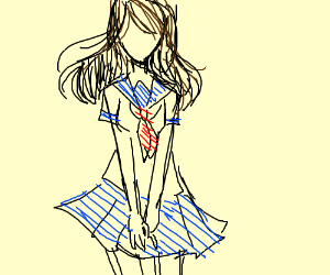 300x250 faceless girl in japanese school uniform drawing - School Uniform Drawing
