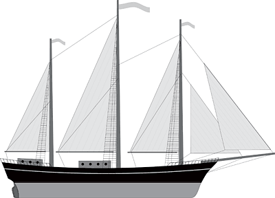 400x288 ships in bottles - Schooner Drawing