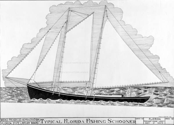 600x433 Florida Memory - Schooner Drawing