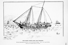 288x189 images like 'dressing cod on deck of fishing schooner drawing - Schooner Drawing