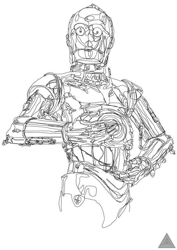 600x848 single line sci fi drawings sam hallows makes star wars even more - Sci Fi Drawings