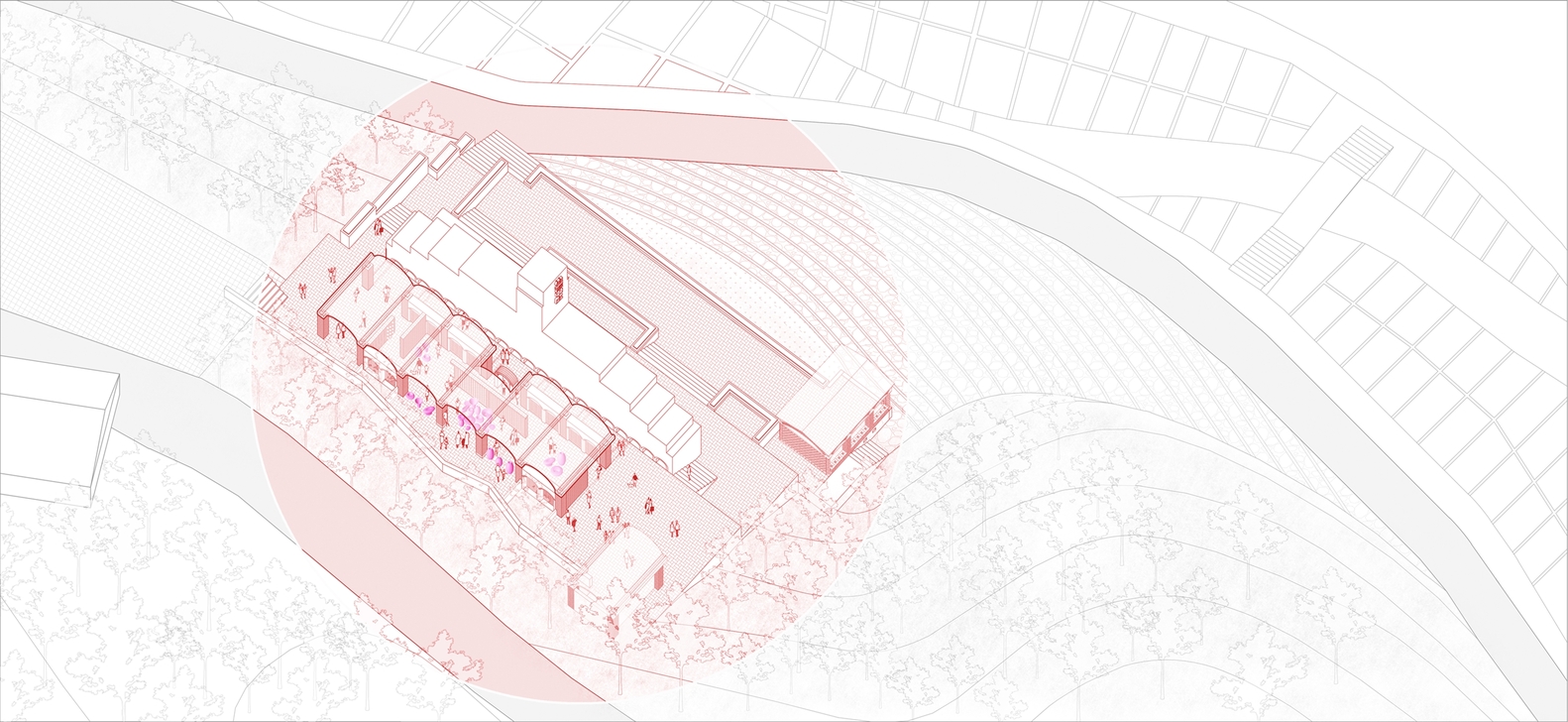 1582x728 gallery of red brick country auditorium huazhong university - Science And Technology Drawing
