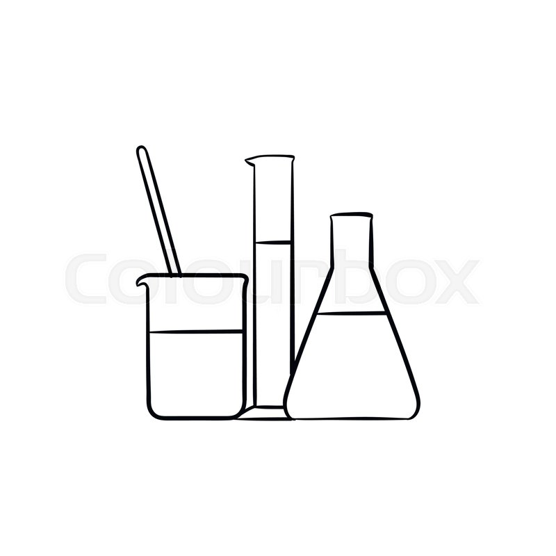 800x800 laboratory equipment hand drawn stock vector colourbox - Science Beaker Drawing