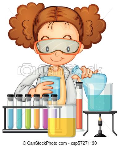 389x470 a student in science lab class illustration - Science Lab Drawing