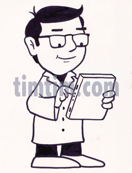 450x589 free drawing of a scientist with pad bw from the category - Scientist Drawing